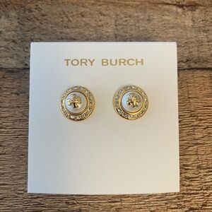 Tory burch Natalie Domed White Pearl stud earrings